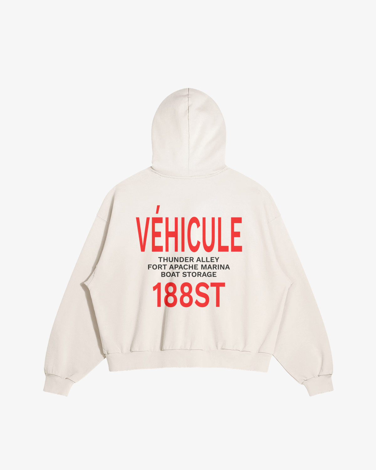 188ST GRAPHIC DISTRESSED HOODIE LIGHT BEIGE