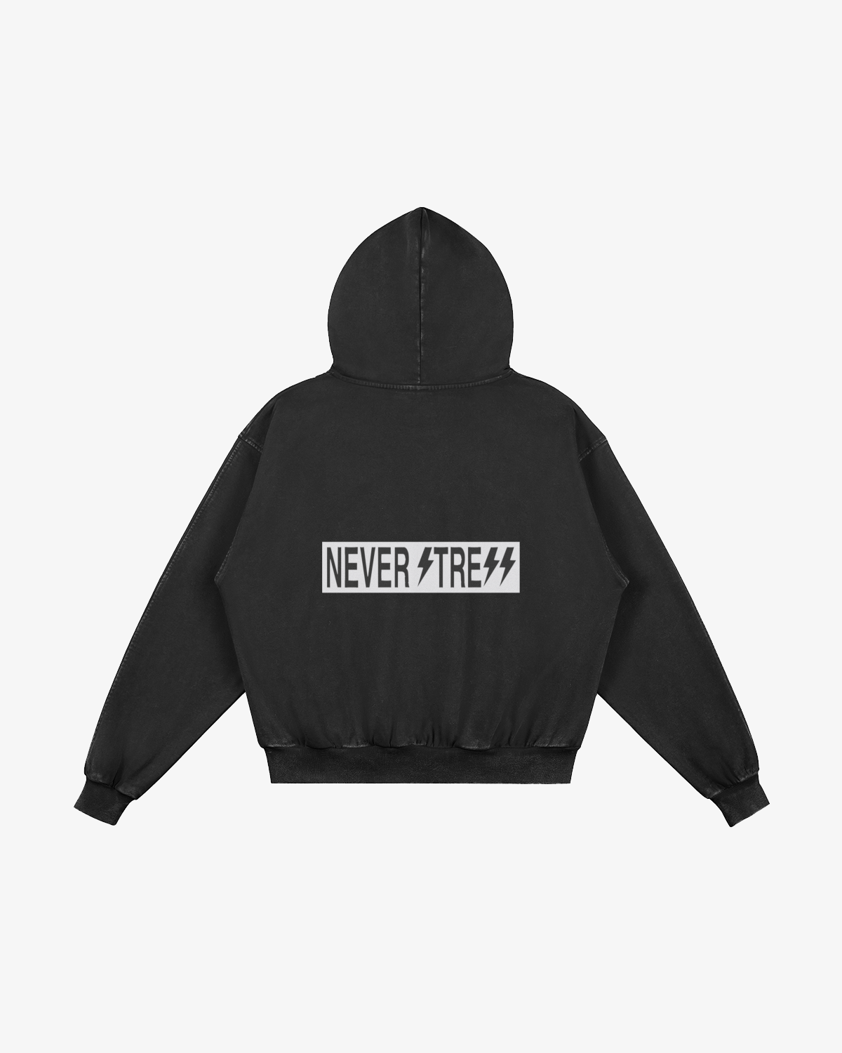 NEVER STRESS EMBROIDERY HOODIE